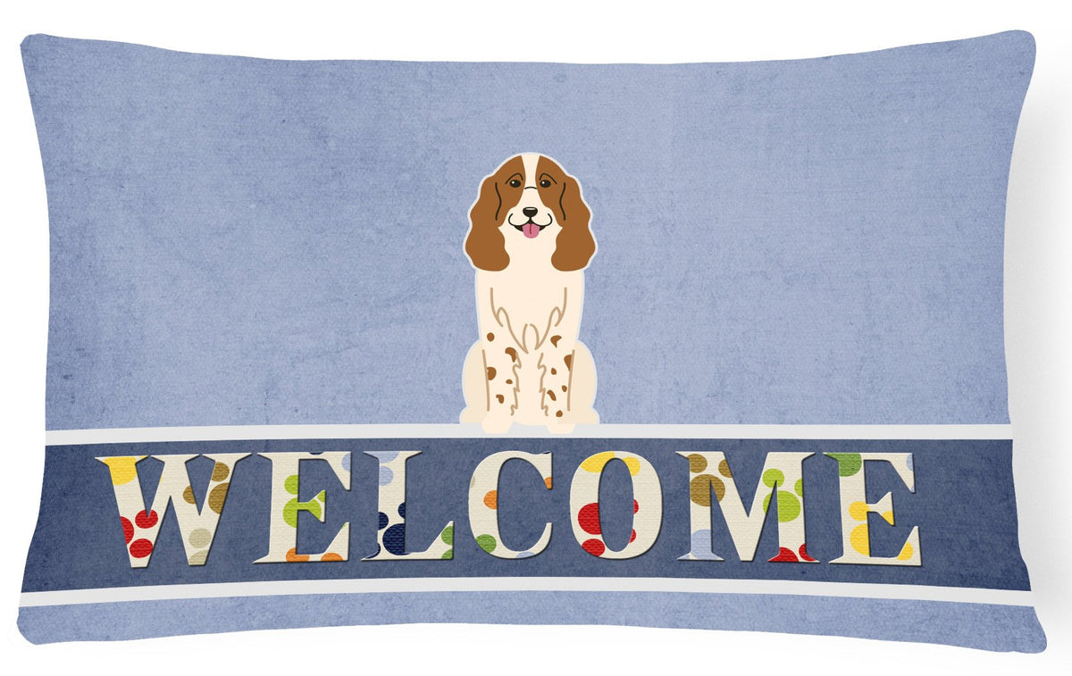 Russian Spaniel Welcome Canvas Fabric Decorative Pillow BB5612PW1216 by Caroline&#39;s Treasures