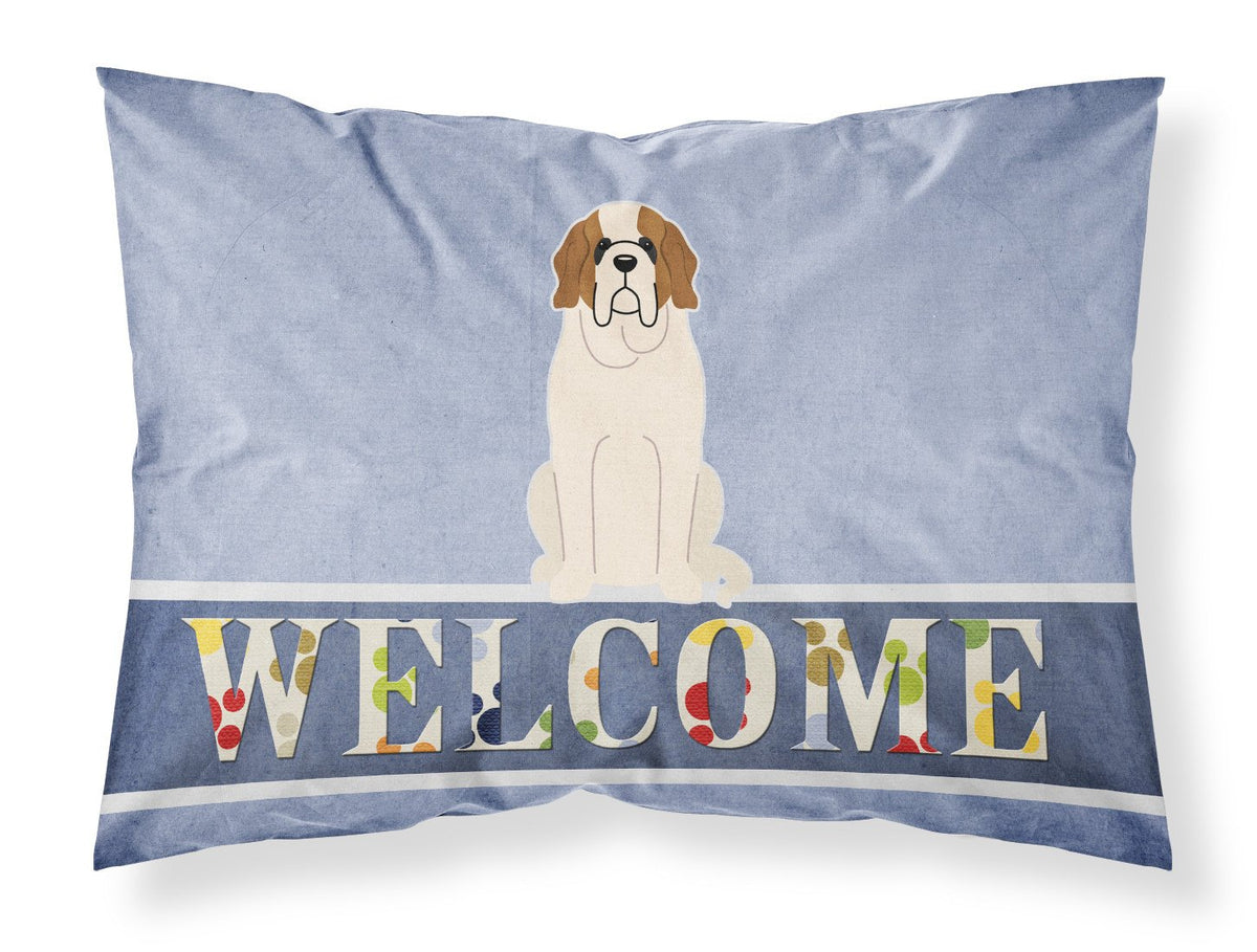 Saint Bernard Welcome Fabric Standard Pillowcase BB5616PILLOWCASE by Caroline&#39;s Treasures