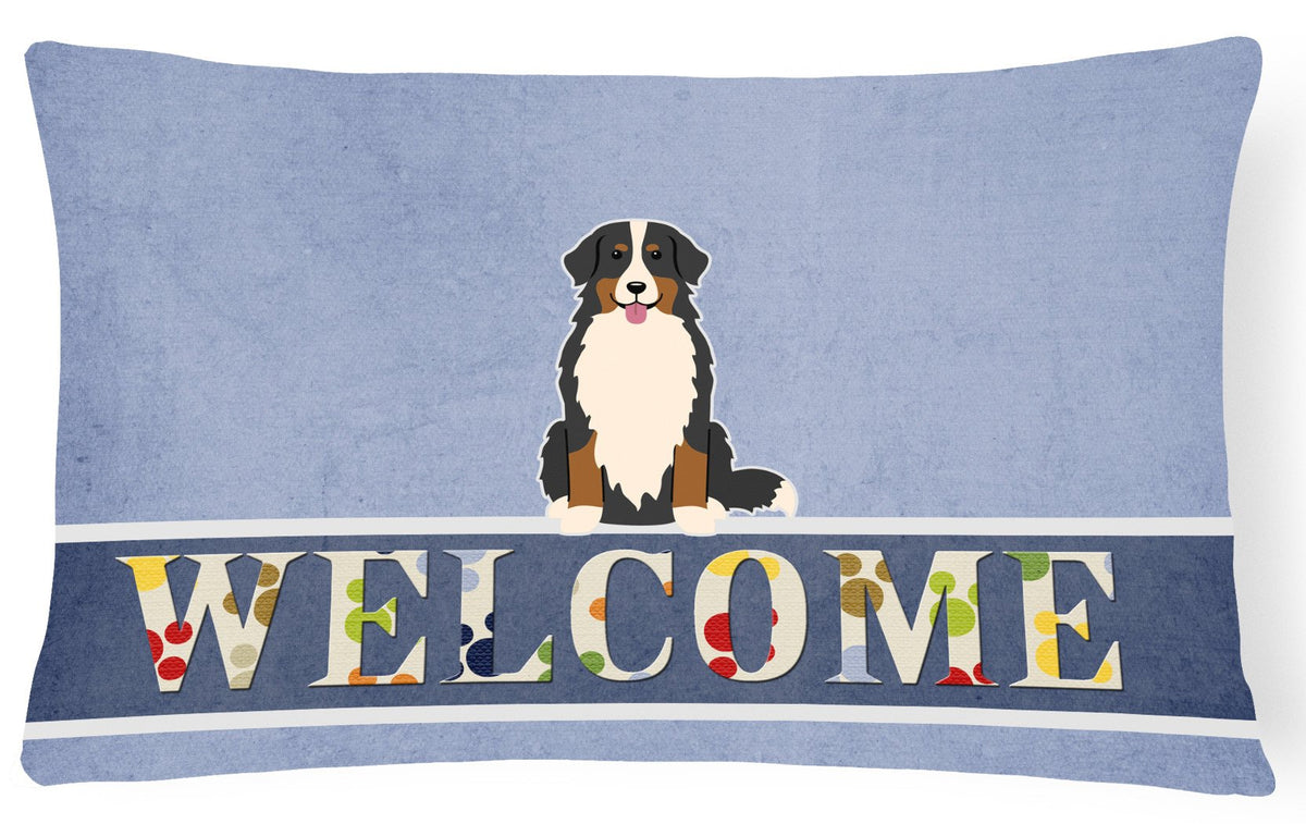 Bernese Mountain Dog Welcome Canvas Fabric Decorative Pillow BB5617PW1216 by Caroline&#39;s Treasures