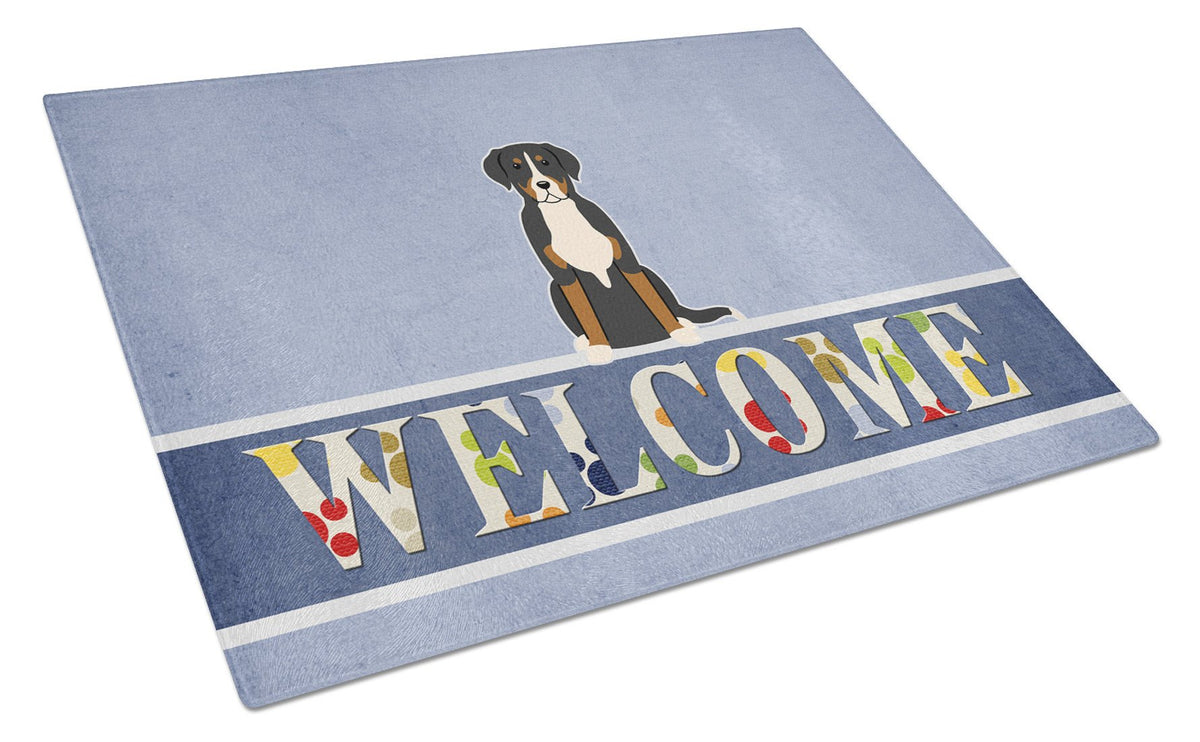 Greater Swiss Mountain Dog Welcome Glass Cutting Board Large BB5618LCB by Caroline&#39;s Treasures