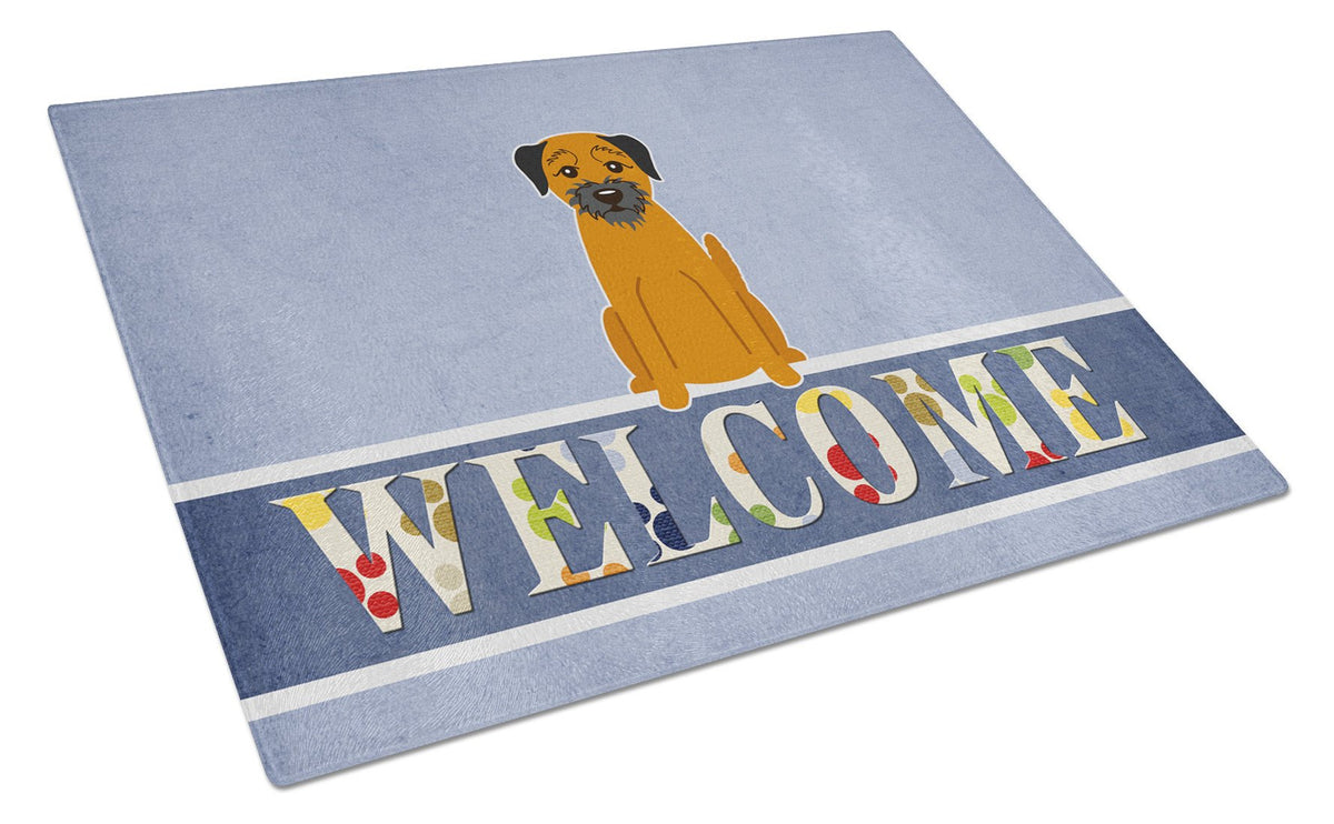 Border Terrier Welcome Glass Cutting Board Large BB5620LCB by Caroline&#39;s Treasures