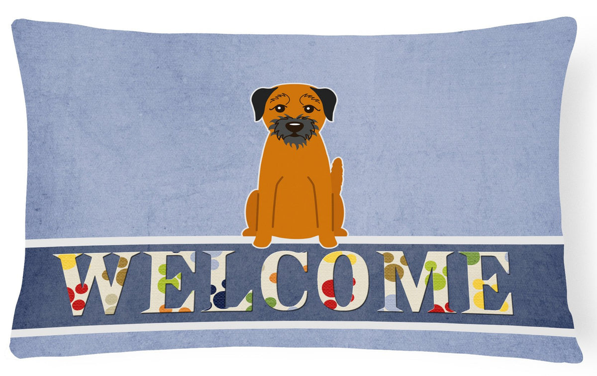 Border Terrier Welcome Canvas Fabric Decorative Pillow BB5620PW1216 by Caroline&#39;s Treasures