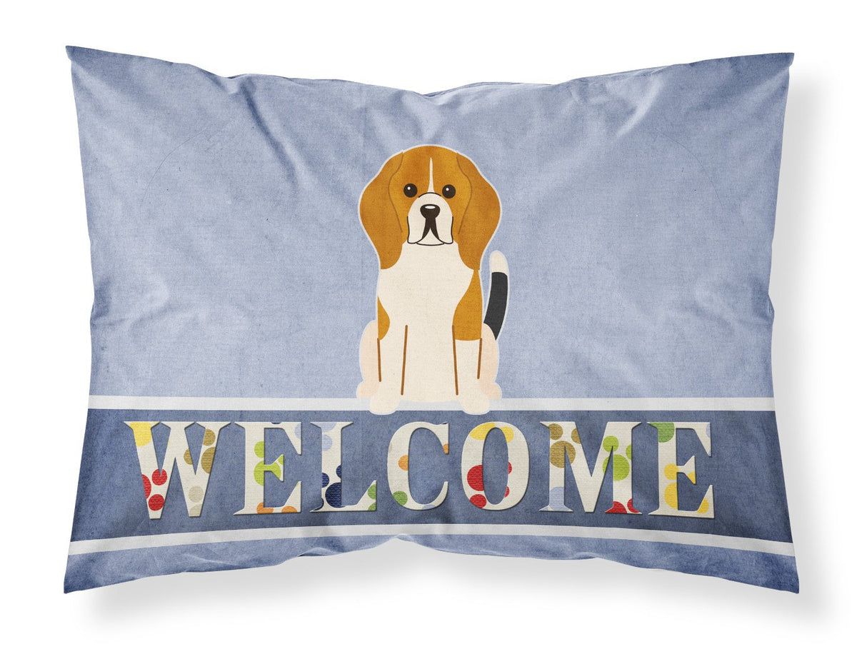 Beagle Tricolor Welcome Fabric Standard Pillowcase BB5621PILLOWCASE by Caroline&#39;s Treasures
