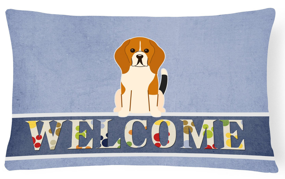 Beagle Tricolor Welcome Canvas Fabric Decorative Pillow BB5621PW1216 by Caroline&#39;s Treasures