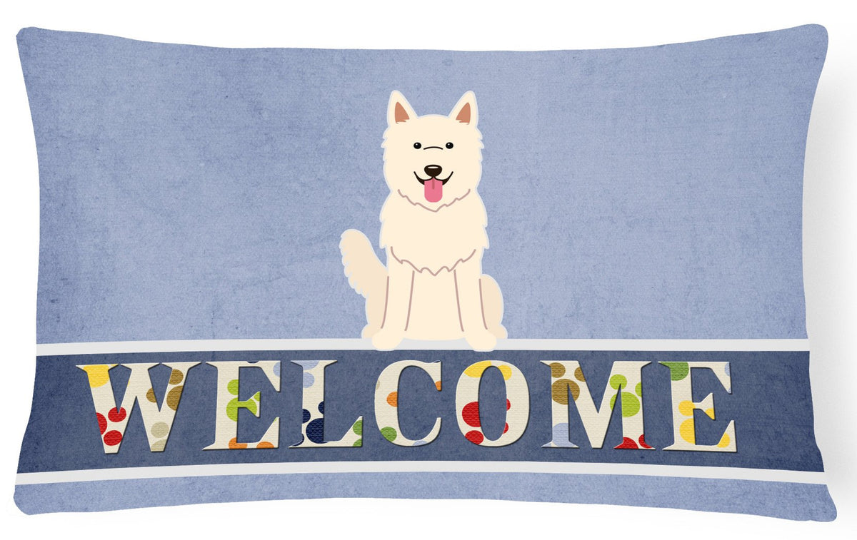 White German Shepherd Welcome Canvas Fabric Decorative Pillow BB5626PW1216 by Caroline&#39;s Treasures