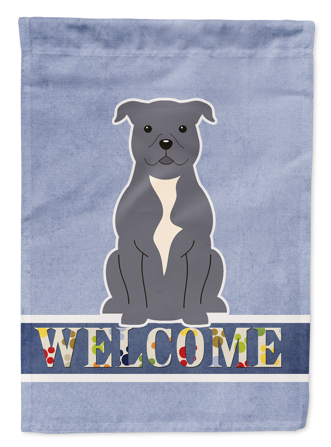 Staffordshire Bull Terrier Blue Welcome Flag Garden Size BB5627GF  the-store.com.