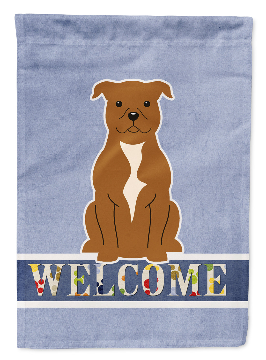 Staffordshire Bull Terrier Brown Welcome Flag Garden Size BB5628GF  the-store.com.