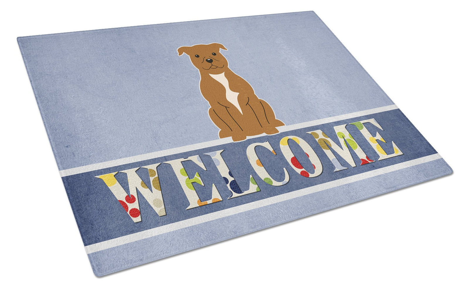 Staffordshire Bull Terrier Brown Welcome Glass Cutting Board Large BB5628LCB by Caroline's Treasures