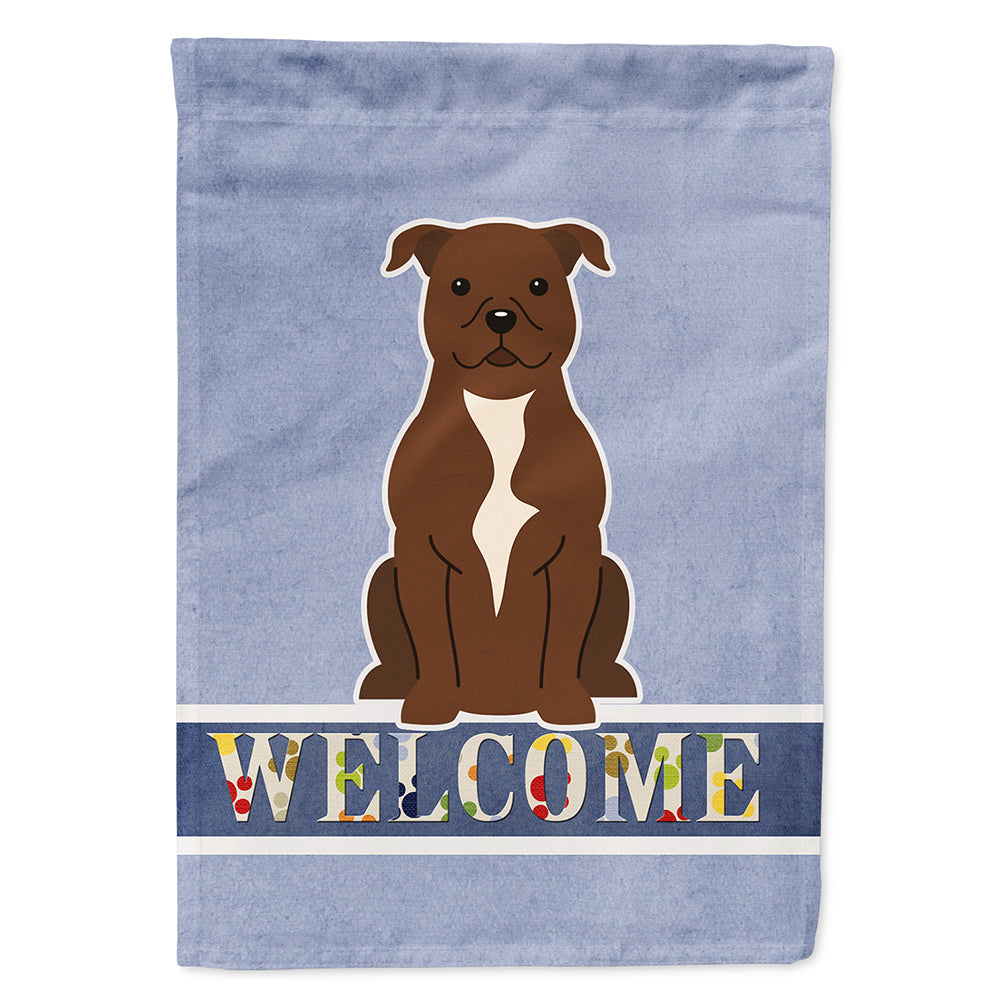 Staffordshire Bull Terrier Chocolate Welcome Flag Canvas House Size BB5629CHF