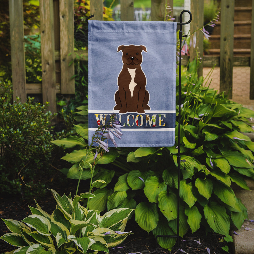 Staffordshire Bull Terrier Chocolate Welcome Flag Garden Size BB5629GF  the-store.com.