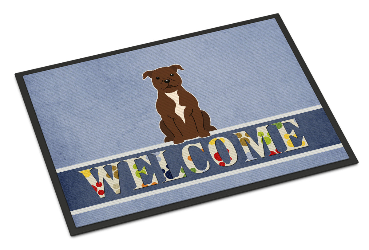 Staffordshire Bull Terrier Chocolate Welcome Indoor or Outdoor Mat 18x27 BB5629MAT - the-store.com
