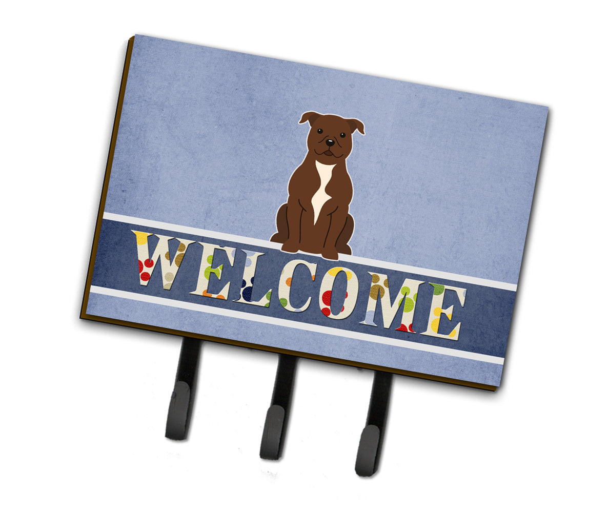 Staffordshire Bull Terrier Chocolate Welcome Leash or Key Holder BB5629TH68  the-store.com.