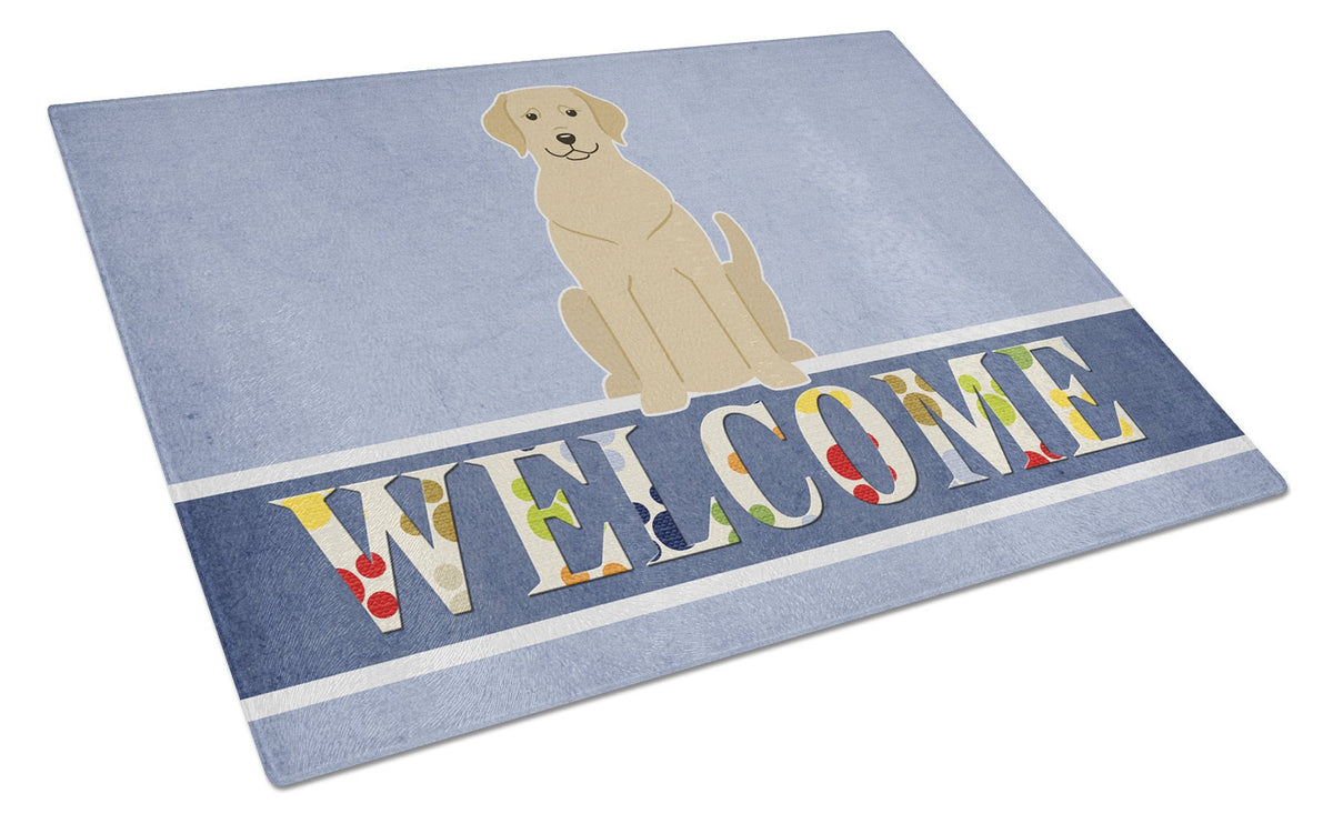 Yellow Labrador Welcome Glass Cutting Board Large BB5636LCB by Caroline&#39;s Treasures