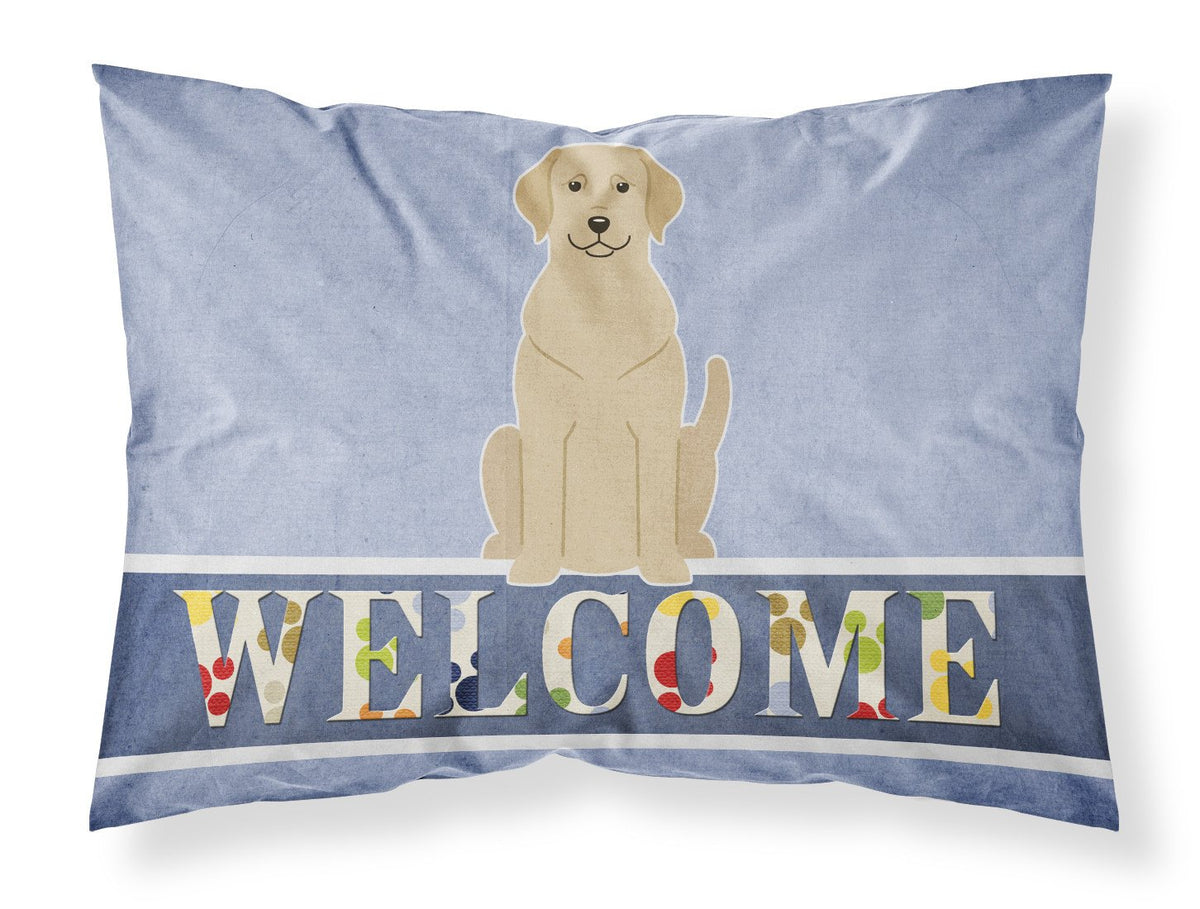 Yellow Labrador Welcome Fabric Standard Pillowcase BB5636PILLOWCASE by Caroline&#39;s Treasures