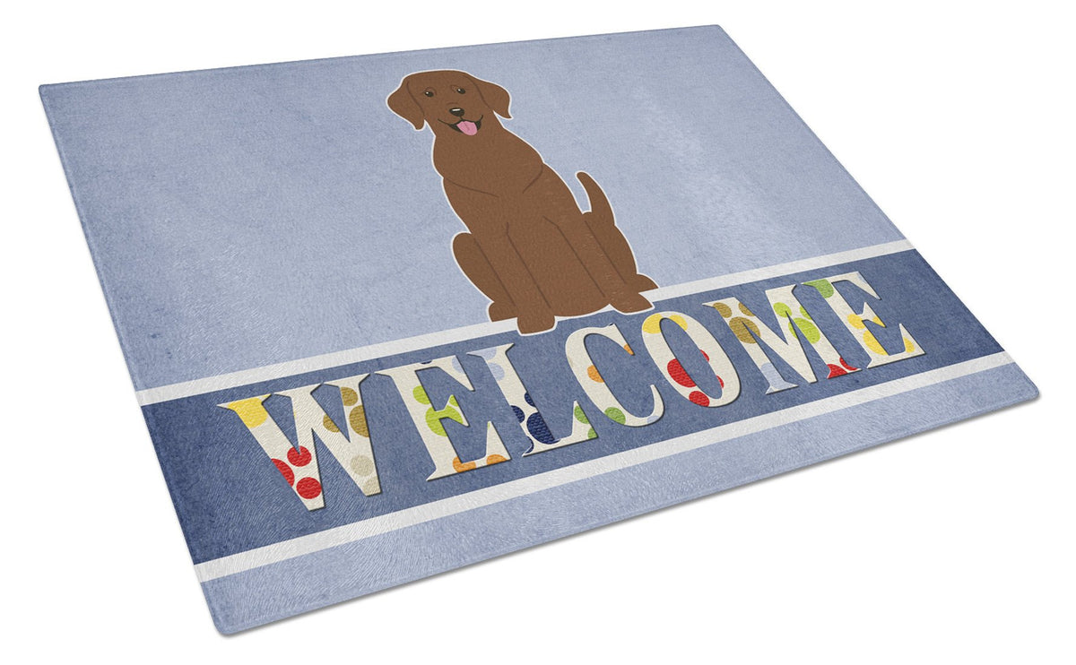 Chocolate Labrador Welcome Glass Cutting Board Large BB5637LCB by Caroline&#39;s Treasures