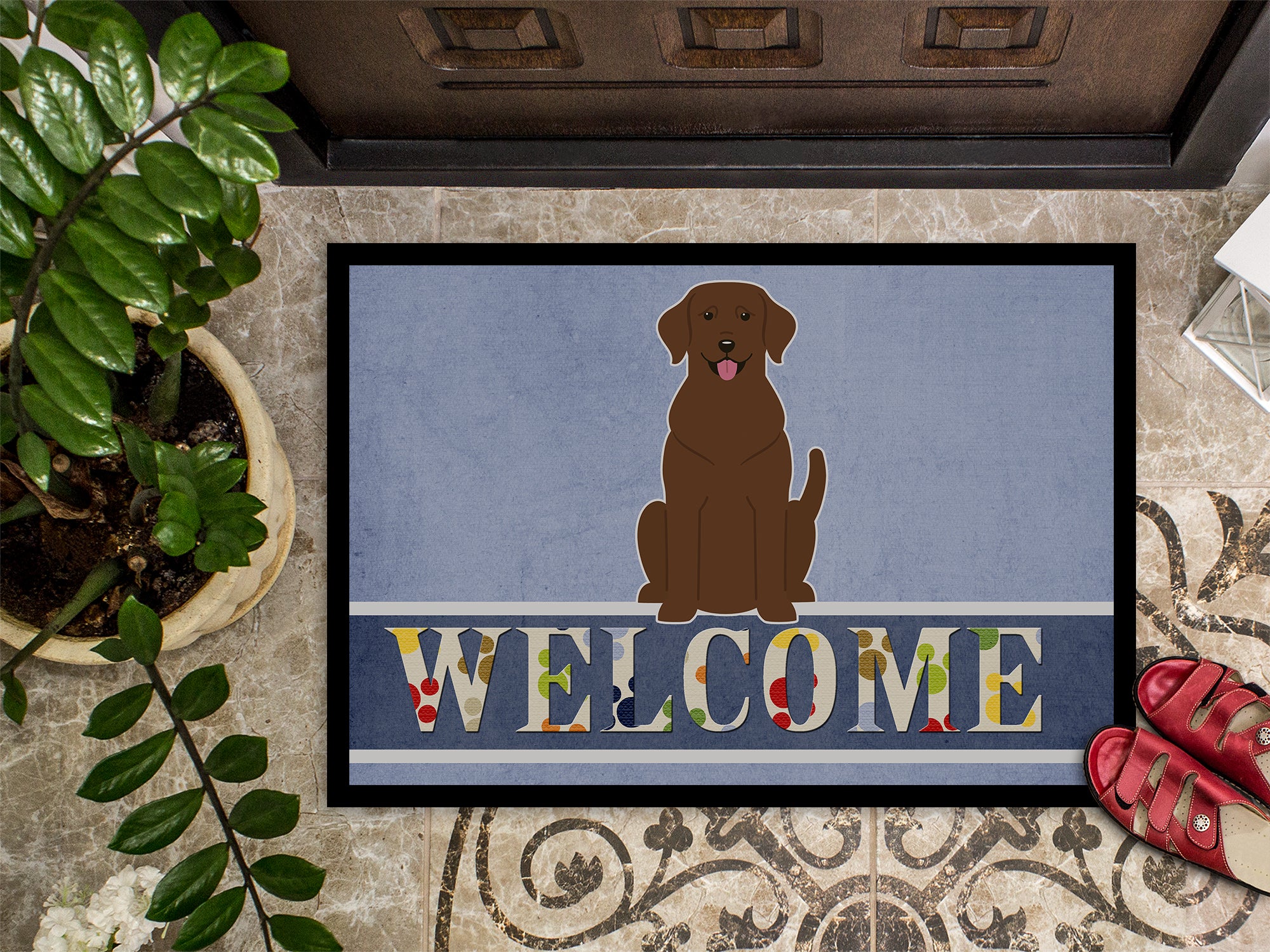 Chocolate Labrador Welcome Indoor or Outdoor Mat 18x27 BB5637MAT - the-store.com