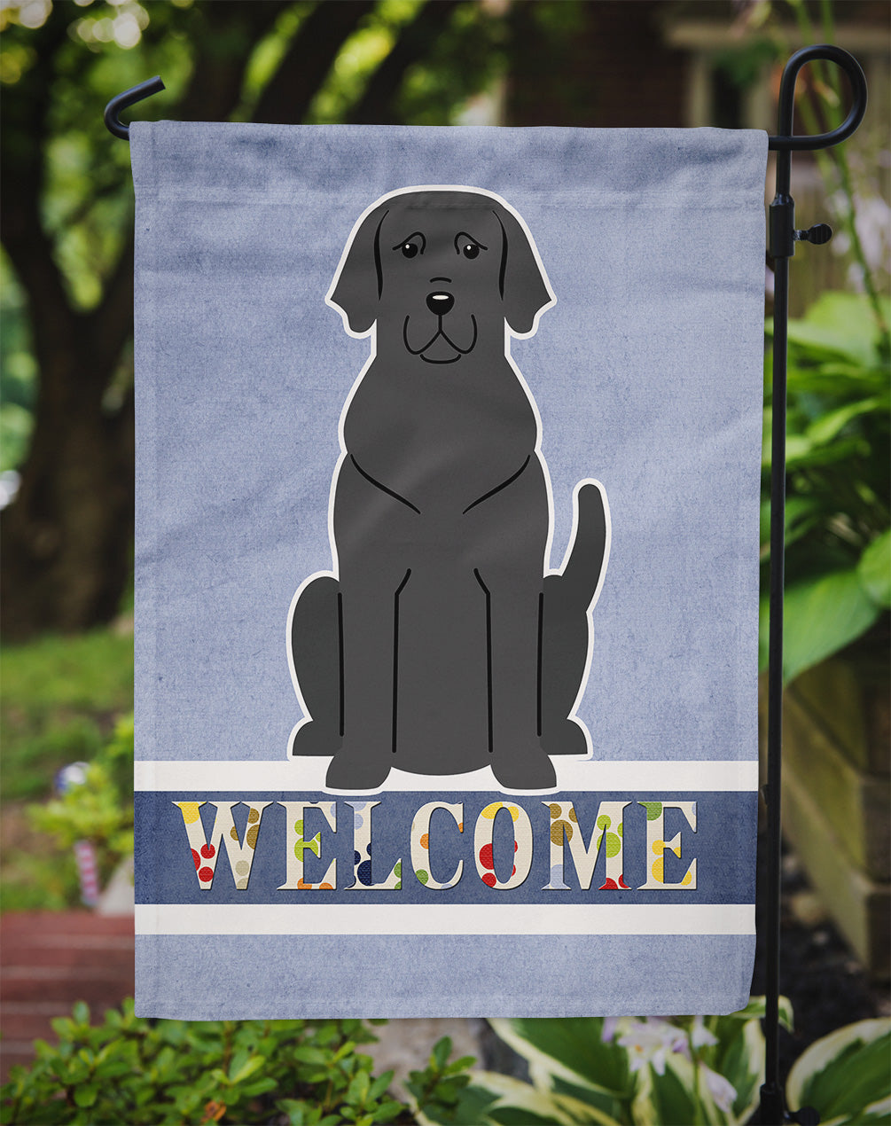 Black Labrador Welcome Flag Garden Size BB5638GF