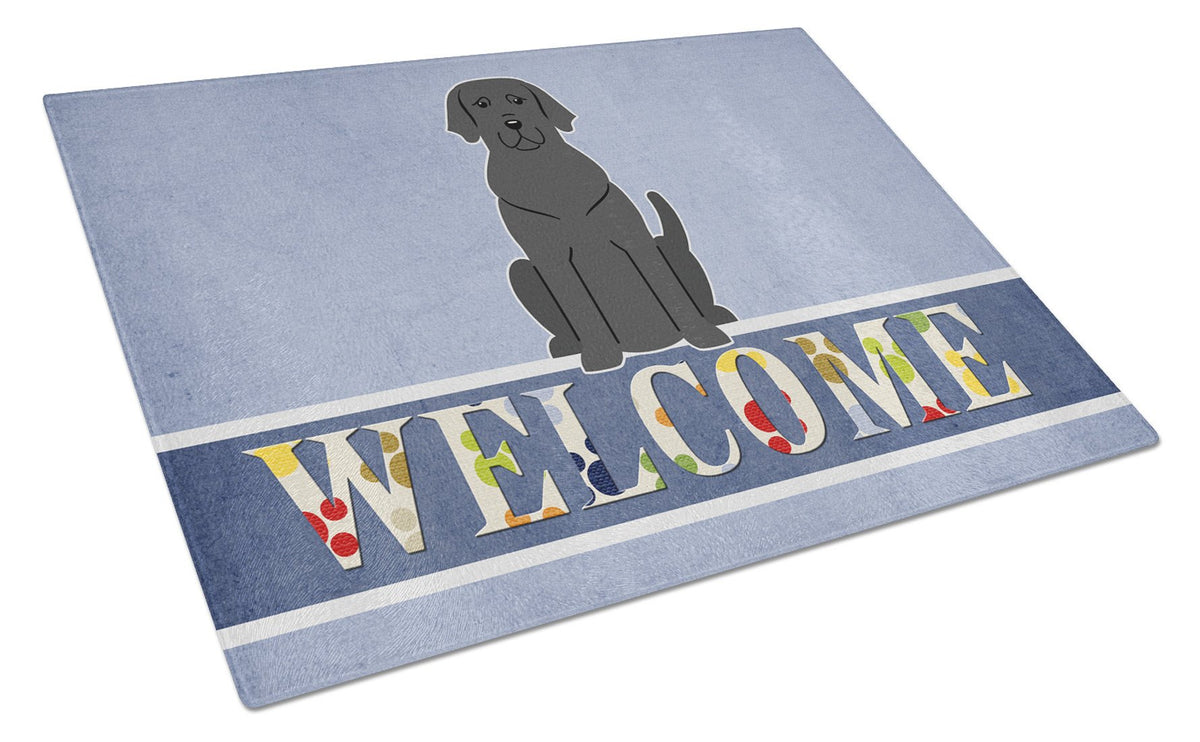 Black Labrador Welcome Glass Cutting Board Large BB5638LCB by Caroline&#39;s Treasures