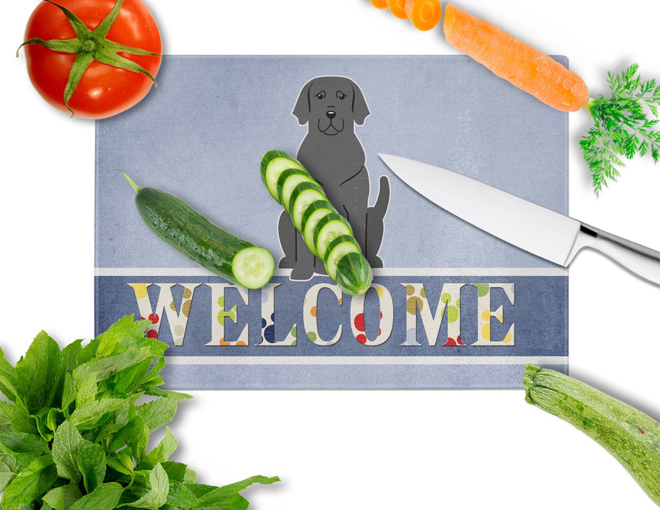 Black Labrador Welcome Glass Cutting Board Large BB5638LCB by Caroline's Treasures