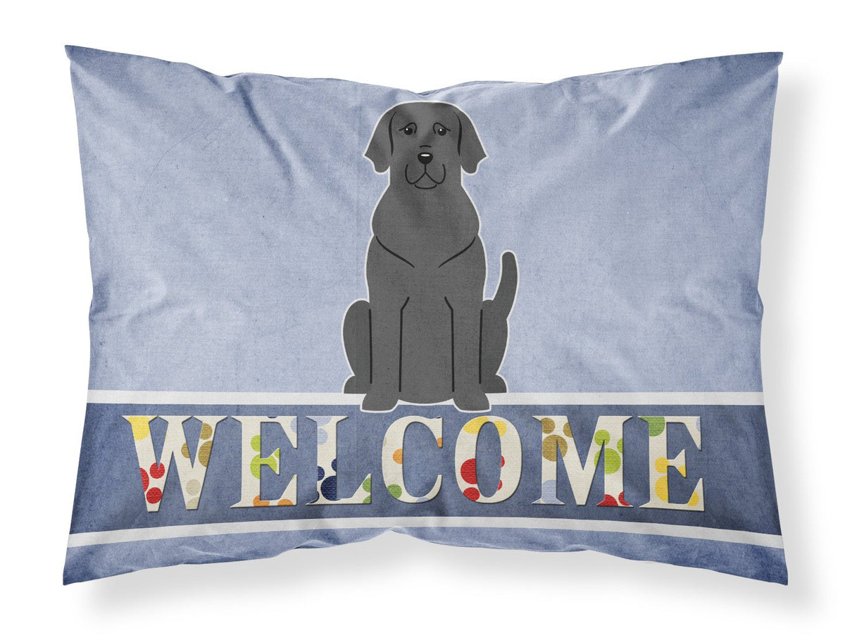 Black Labrador Welcome Fabric Standard Pillowcase BB5638PILLOWCASE by Caroline&#39;s Treasures