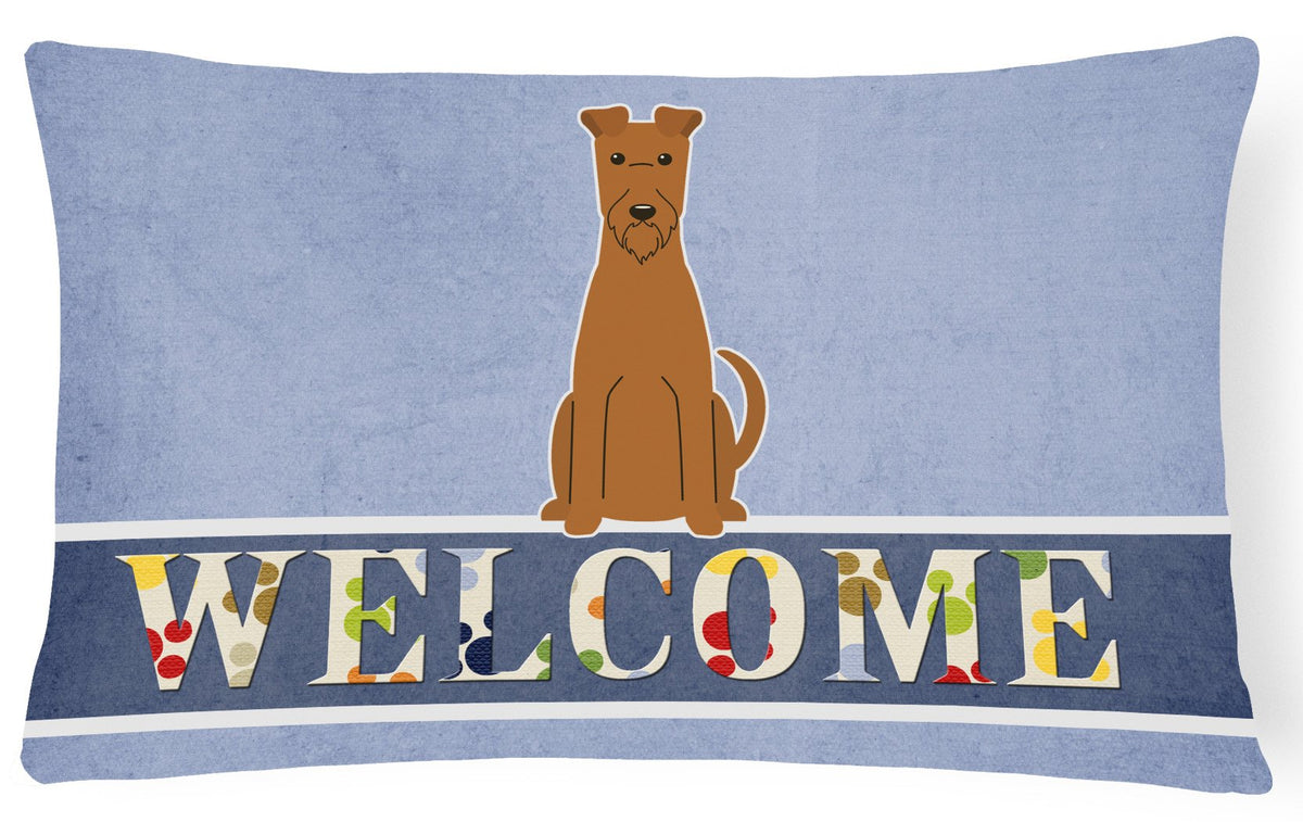 Irish Terrier Welcome Canvas Fabric Decorative Pillow BB5643PW1216 by Caroline&#39;s Treasures
