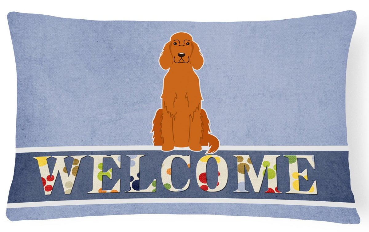 Irish Setter Welcome Canvas Fabric Decorative Pillow BB5645PW1216 by Caroline&#39;s Treasures