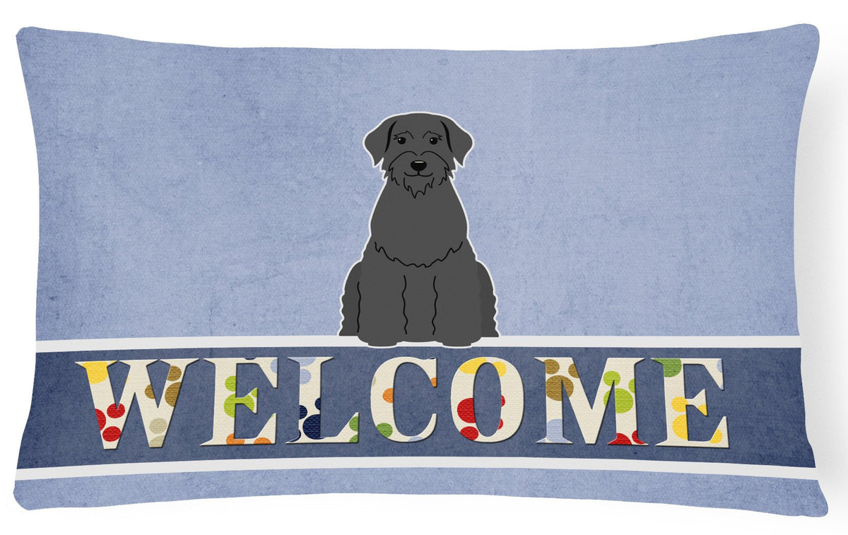 Giant Schnauzer Welcome Canvas Fabric Decorative Pillow BB5647PW1216 by Caroline&#39;s Treasures