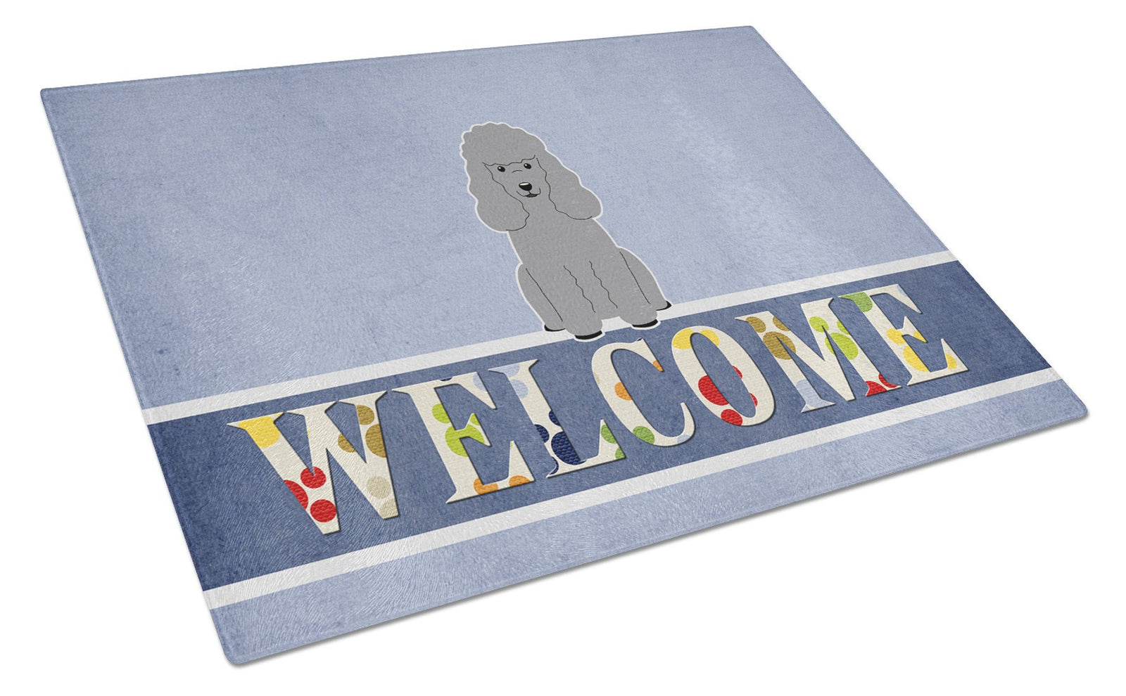 Poodle Silver Welcome Glass Cutting Board Large BB5649LCB by Caroline's Treasures