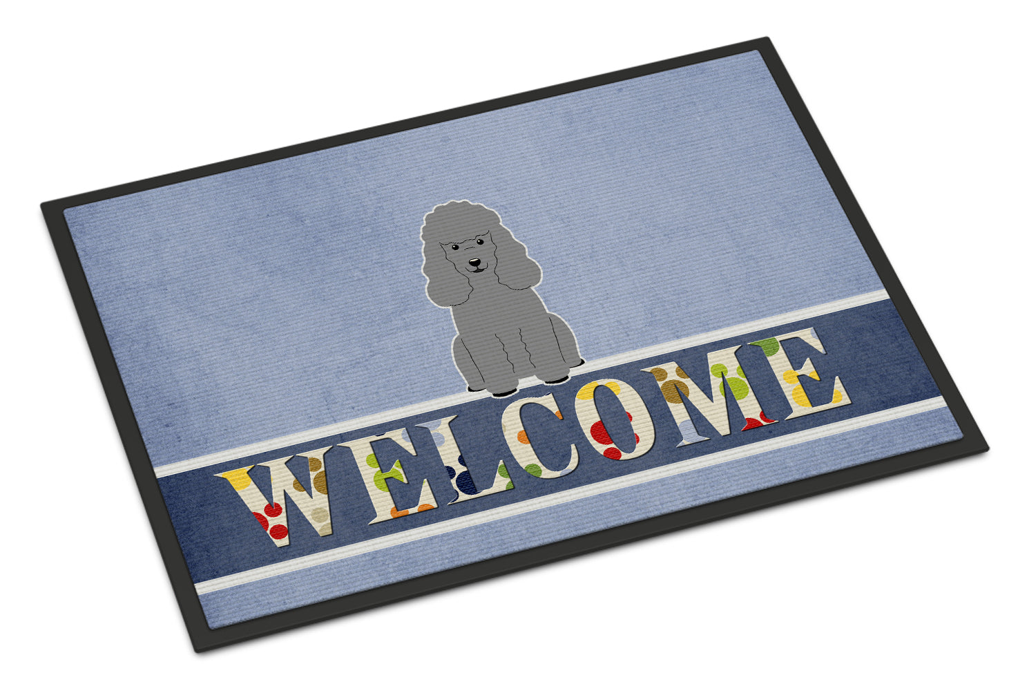 Poodle Silver Welcome Indoor or Outdoor Mat 18x27 BB5649MAT - the-store.com
