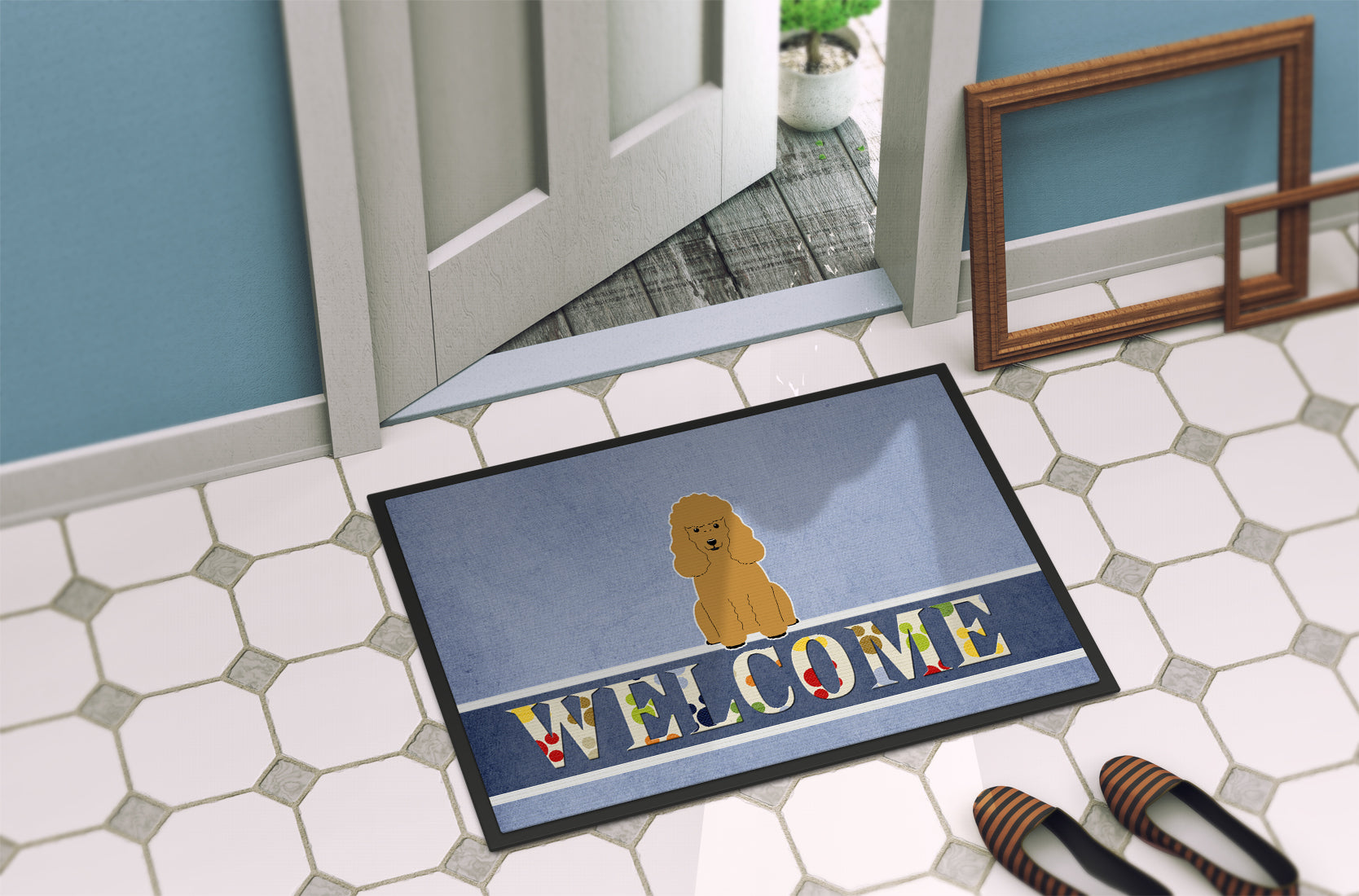 Poodle Tan Welcome Indoor or Outdoor Mat 18x27 BB5650MAT - the-store.com