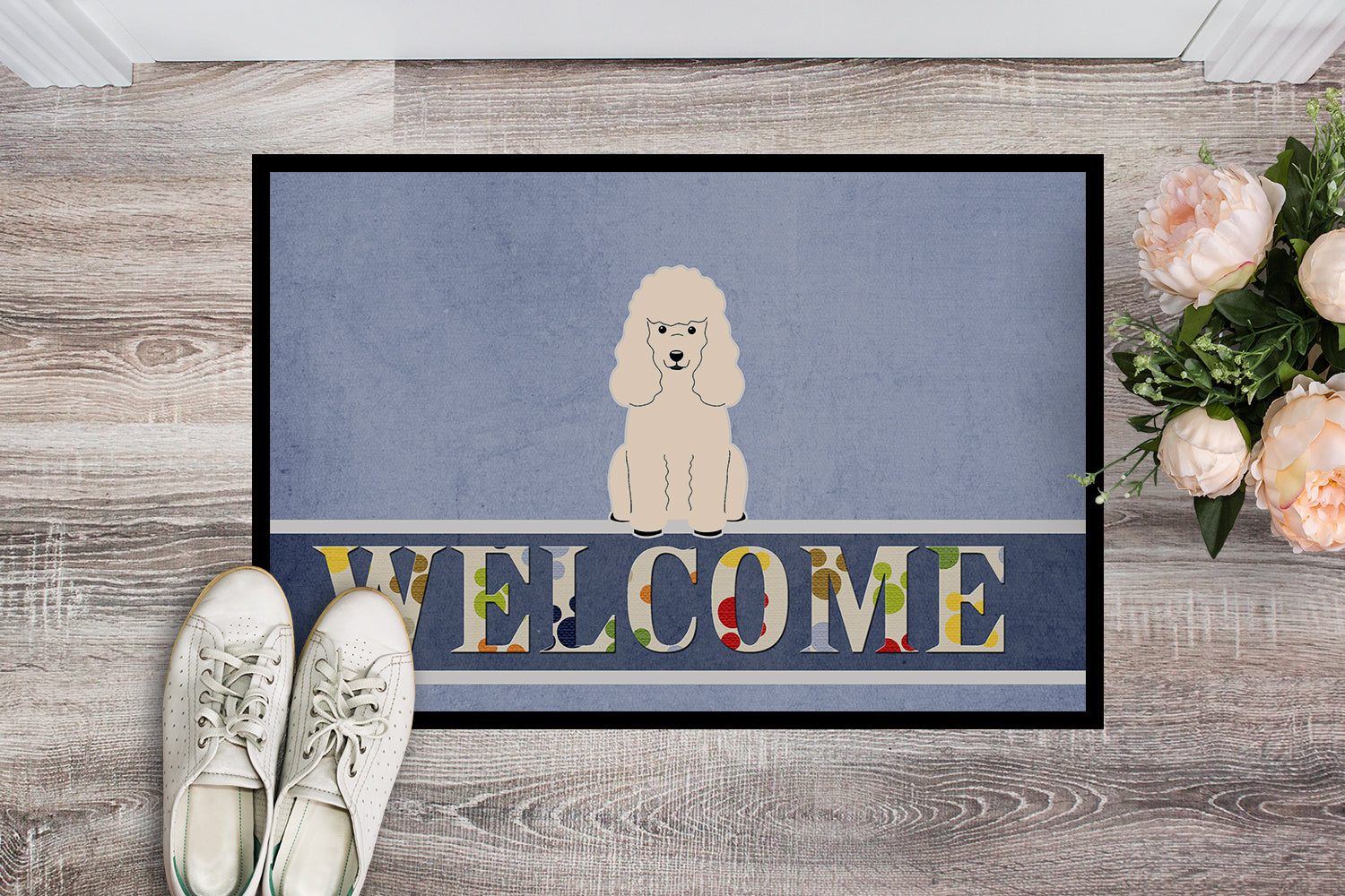 Poodle White Welcome Indoor or Outdoor Mat 18x27 BB5651MAT - the-store.com