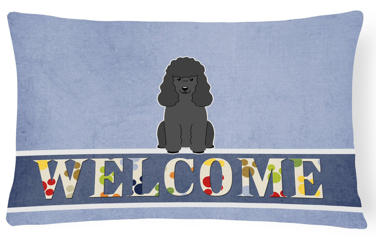 Poodle Black Welcome Canvas Fabric Decorative Pillow BB5652PW1216 by Caroline&#39;s Treasures