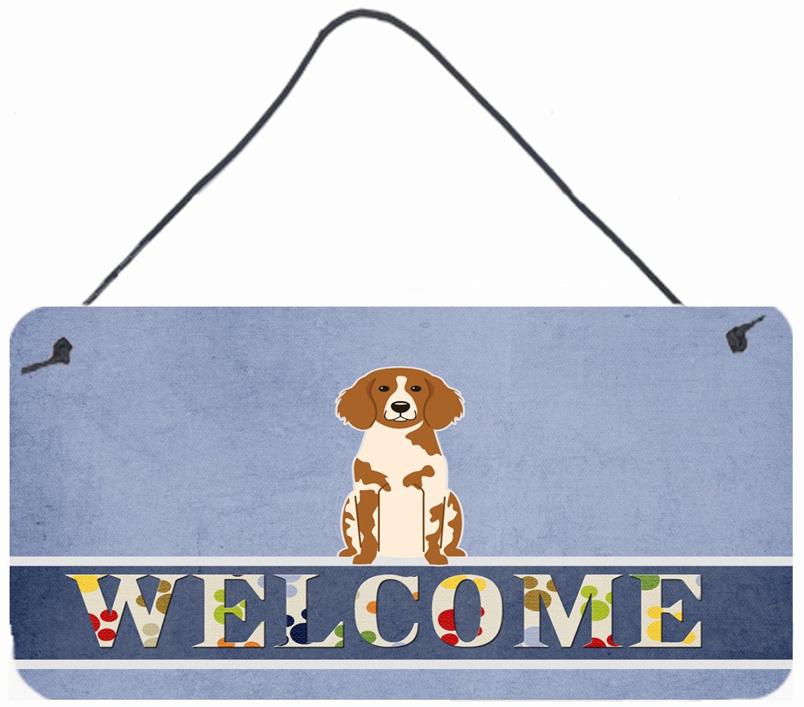 Brittany Spaniel Welcome Wall or Door Hanging Prints BB5653DS812 by Caroline's Treasures