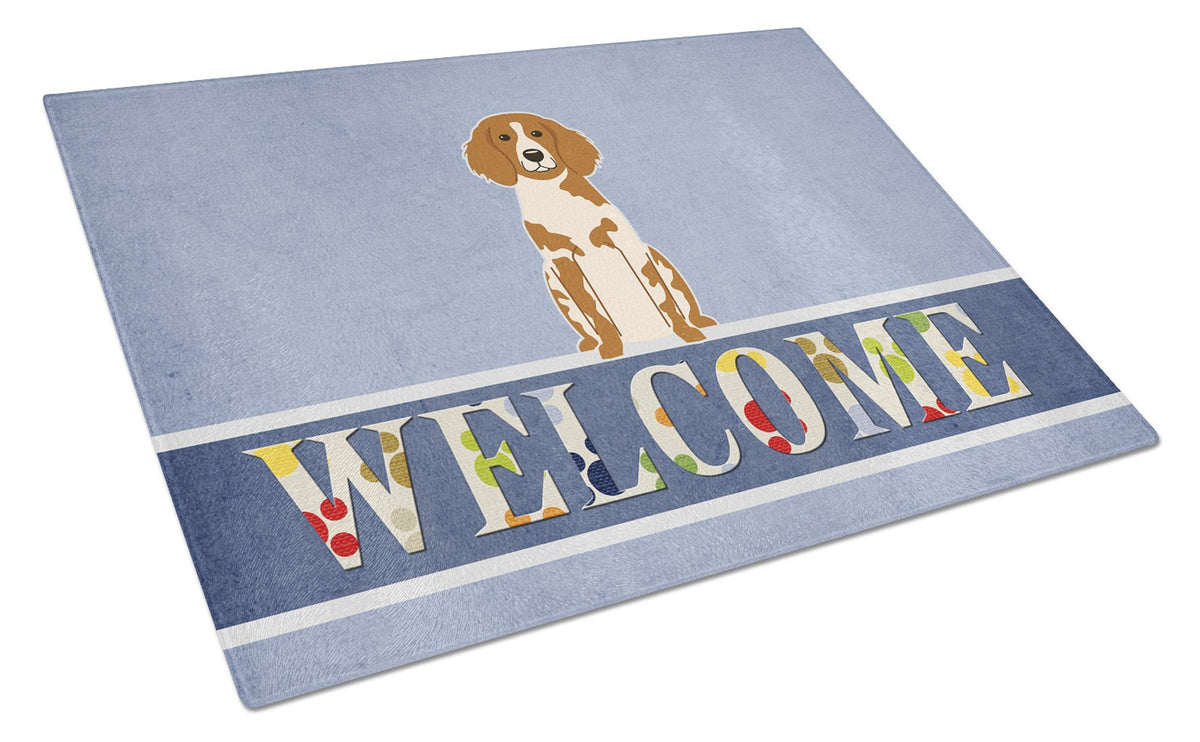 Brittany Spaniel Welcome Glass Cutting Board Large BB5653LCB by Caroline&#39;s Treasures