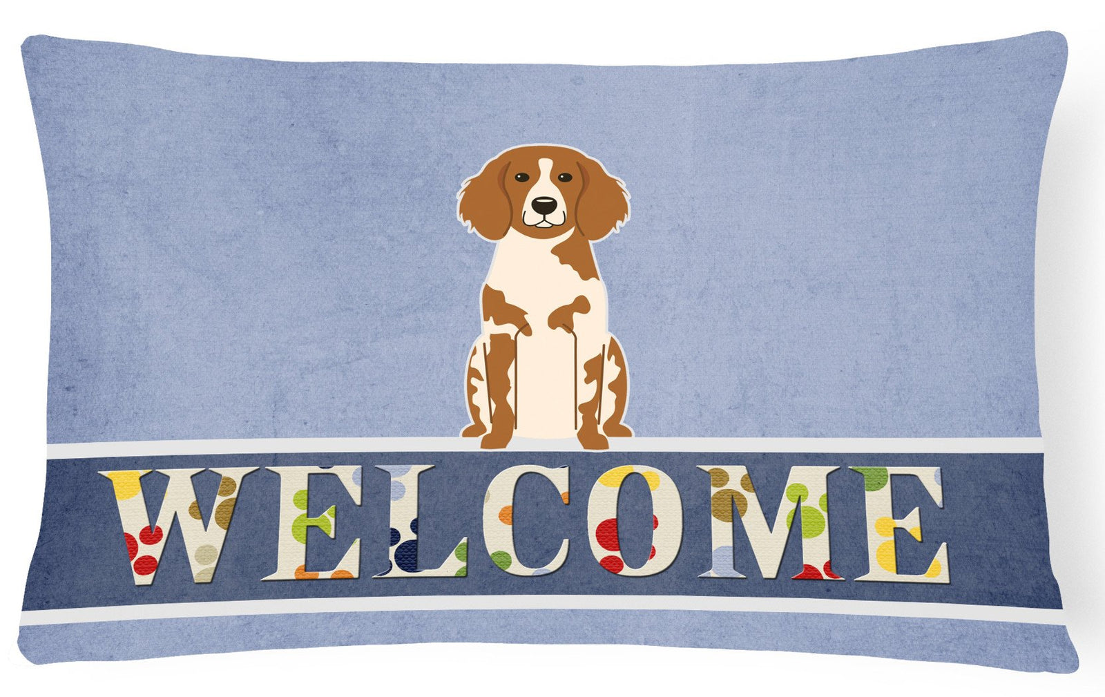 Brittany Spaniel Welcome Canvas Fabric Decorative Pillow BB5653PW1216 by Caroline's Treasures
