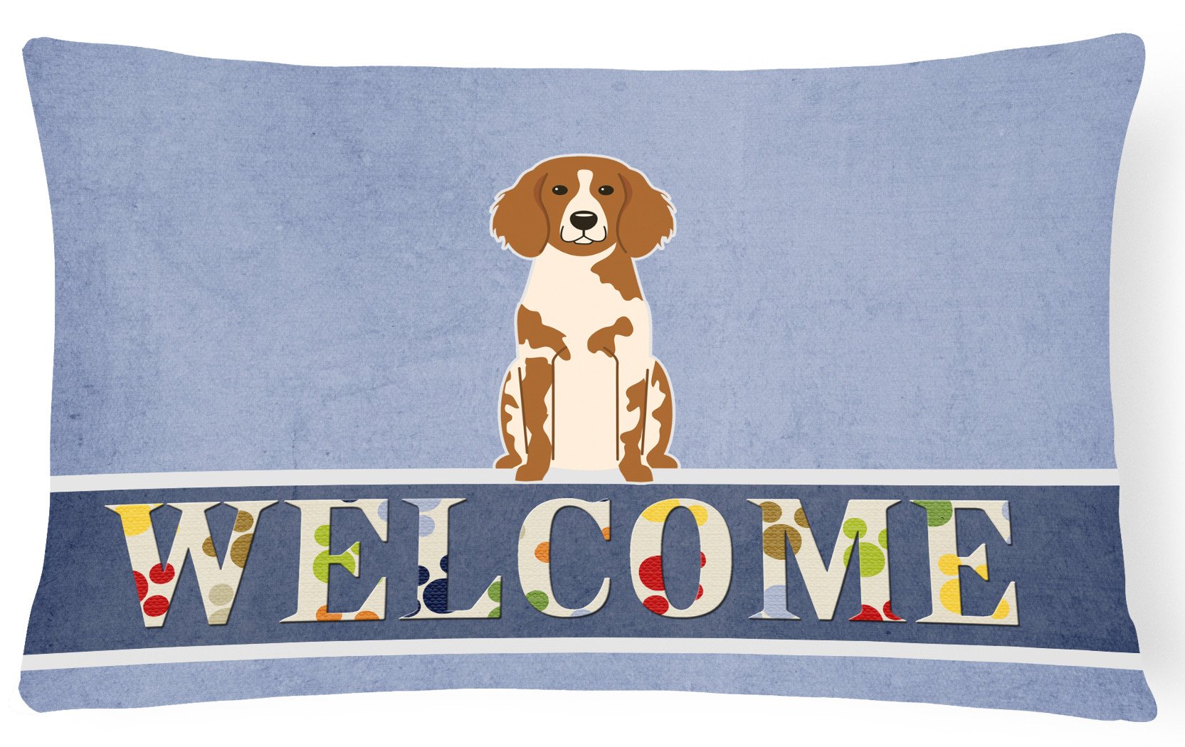Brittany Spaniel Welcome Canvas Fabric Decorative Pillow BB5653PW1216 by Caroline's Treasures