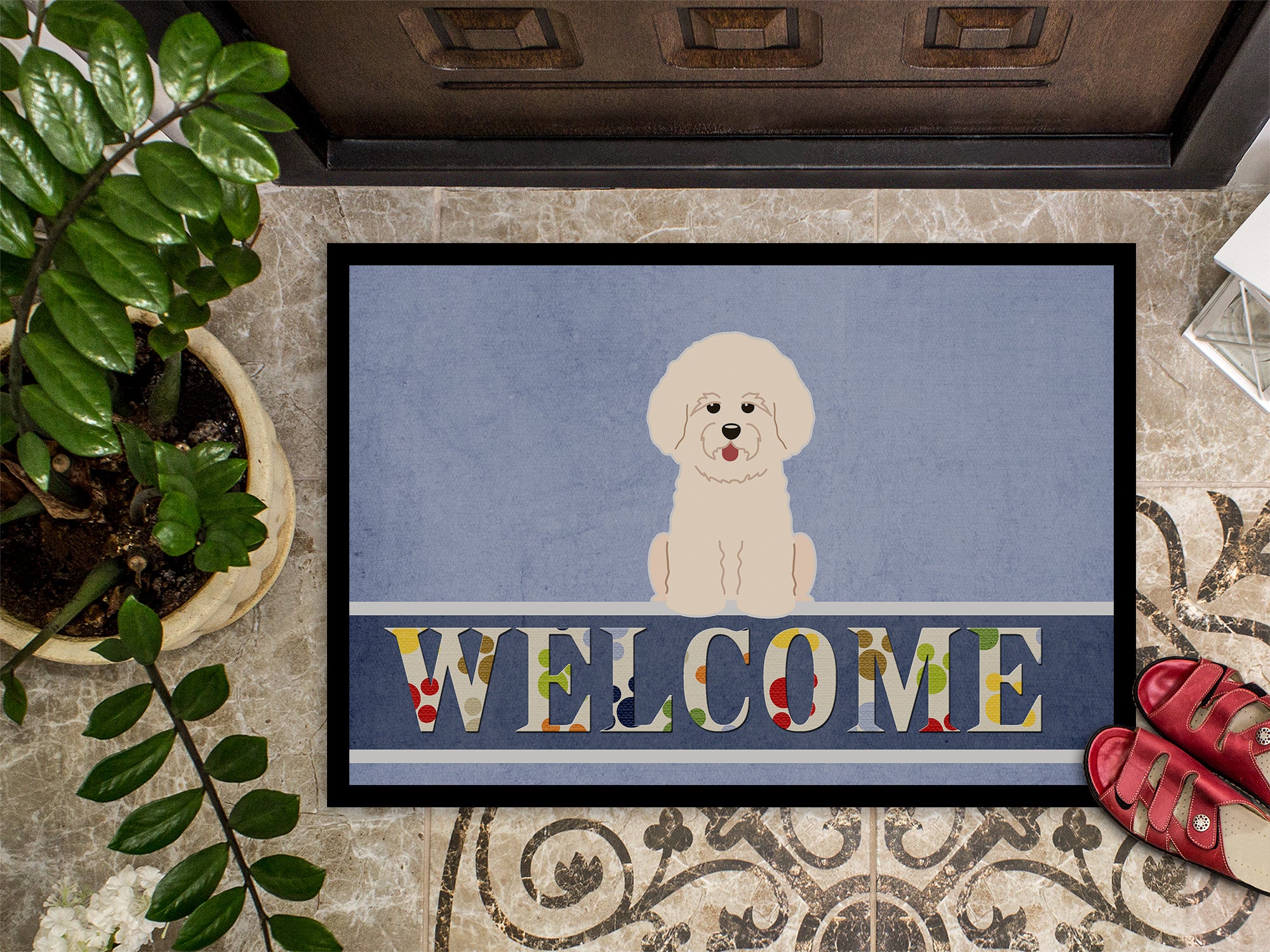 Bichon Frise Welcome Indoor or Outdoor Mat 18x27 BB5656MAT - the-store.com