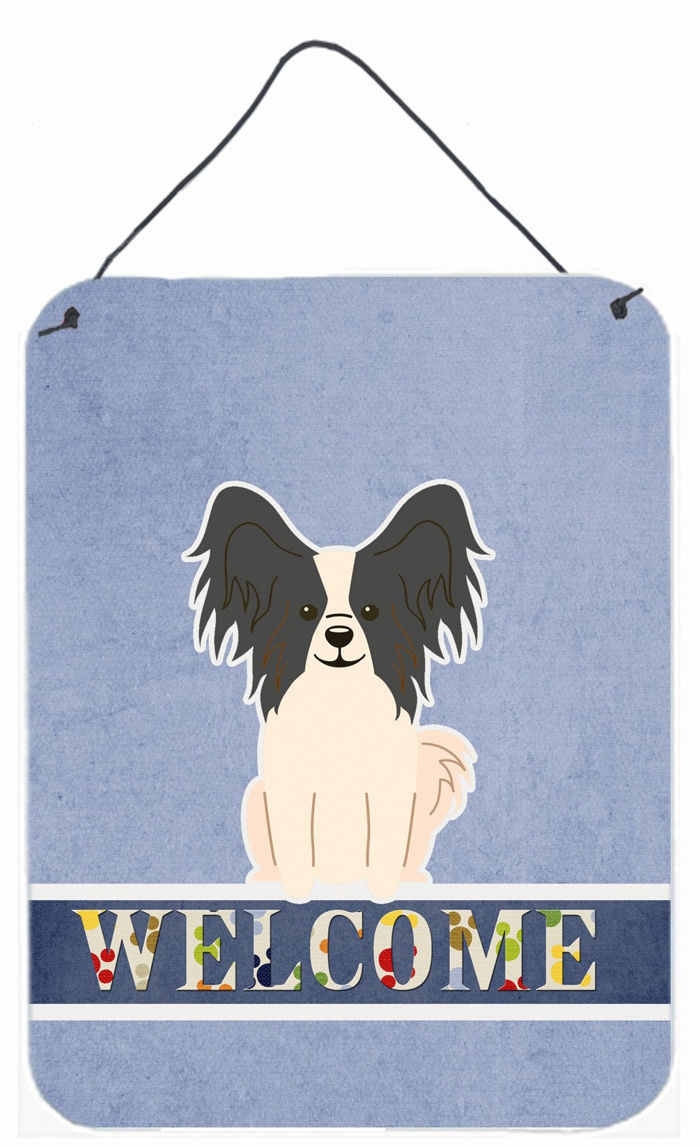 Papillon Black White Welcome Wall or Door Hanging Prints BB5657DS1216 by Caroline's Treasures