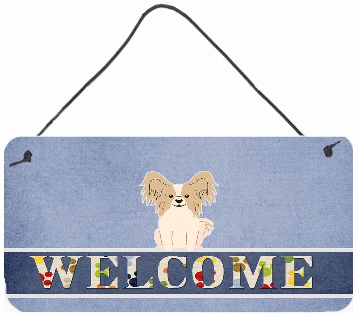 Papillon Sable White Welcome Wall or Door Hanging Prints BB5658DS812 by Caroline&#39;s Treasures