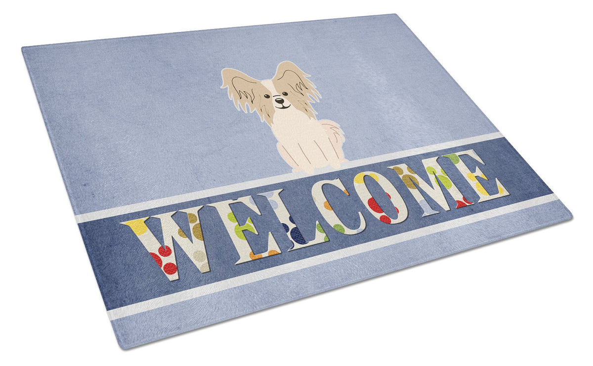 Papillon Sable White Welcome Glass Cutting Board Large BB5658LCB by Caroline&#39;s Treasures