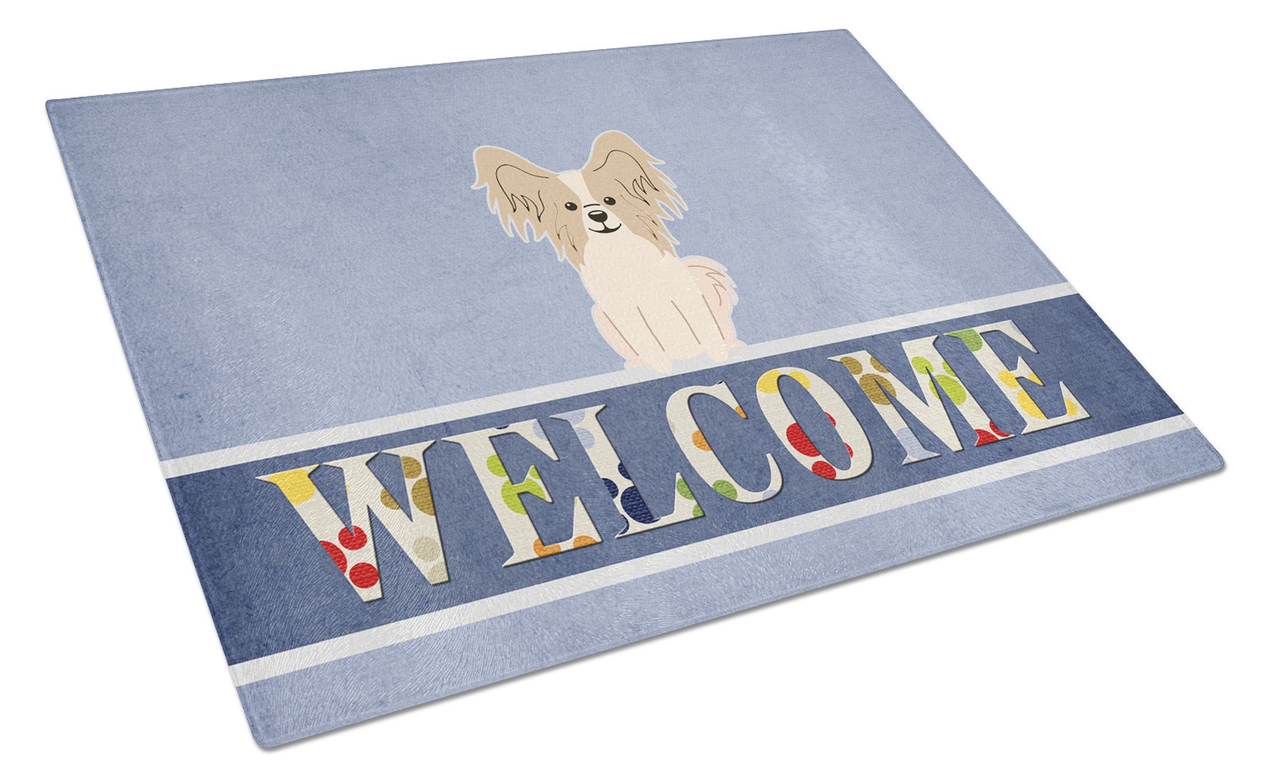 Papillon Sable White Welcome Glass Cutting Board Large BB5658LCB by Caroline's Treasures