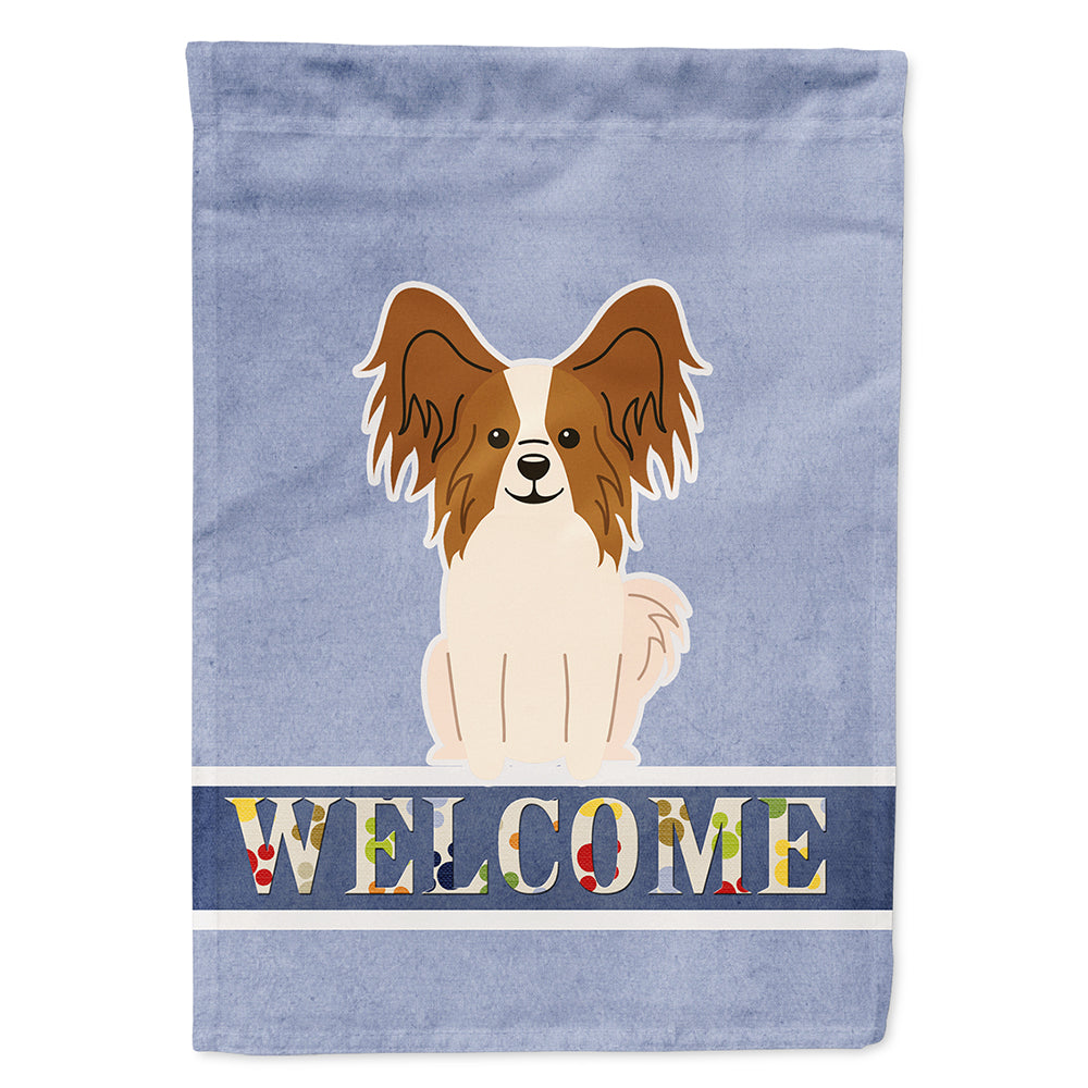 Papillon Red White Welcome Flag Canvas House Size BB5659CHF