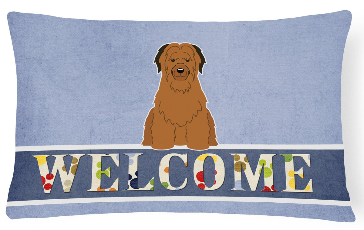 Briard Brown Welcome Canvas Fabric Decorative Pillow BB5663PW1216 by Caroline&#39;s Treasures