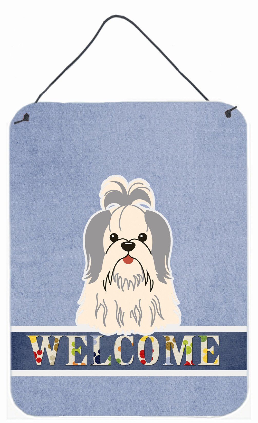 Shih Tzu Silver White Welcome Wall or Door Hanging Prints BB5666DS1216 by Caroline's Treasures