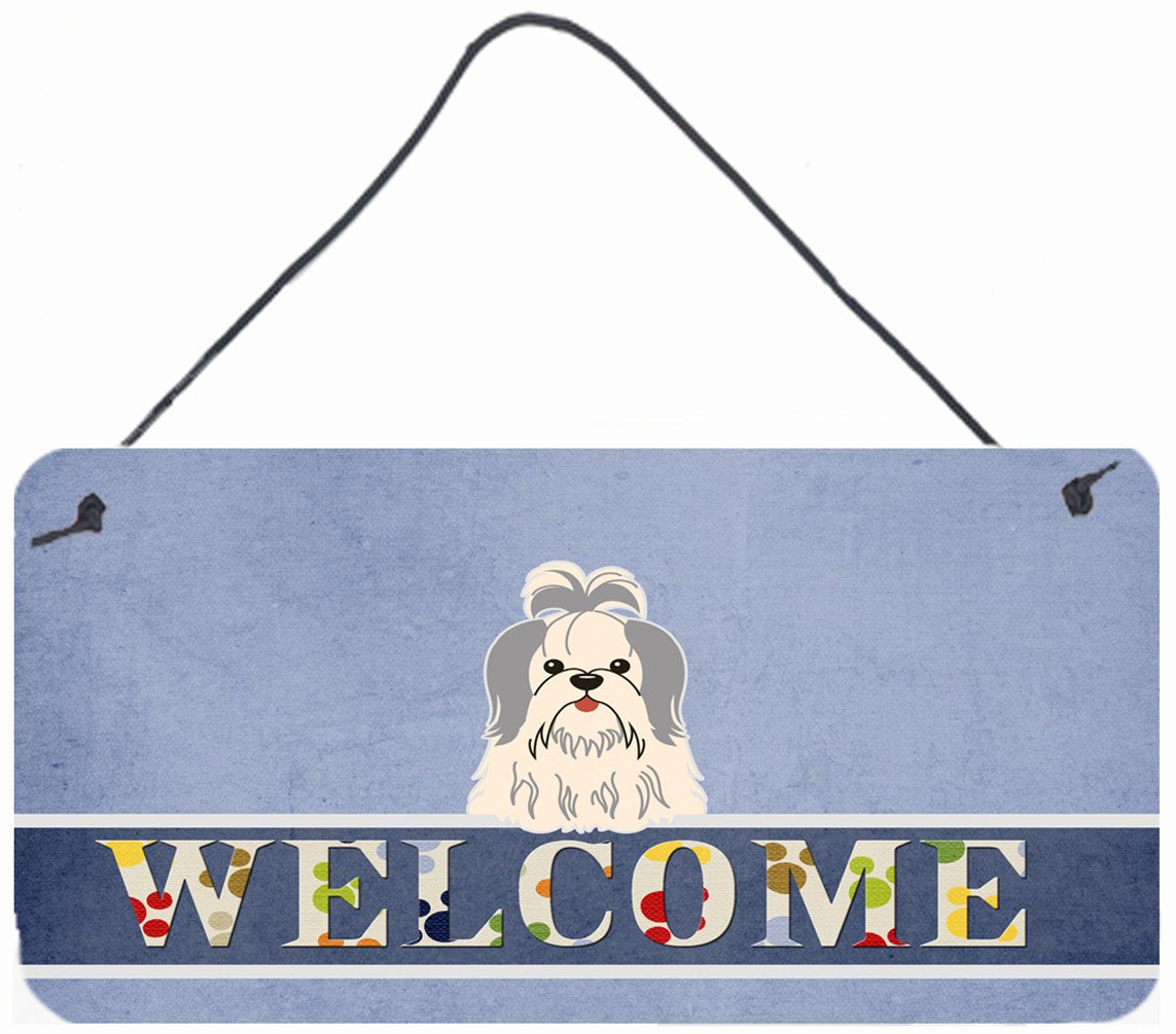 Shih Tzu Silver White Welcome Wall or Door Hanging Prints BB5666DS812 by Caroline's Treasures