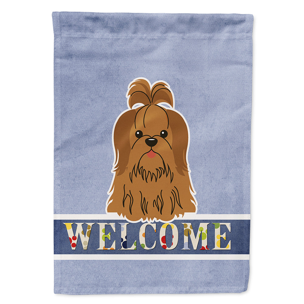 Shih Tzu Silver Chocolate Welcome Flag Canvas House Size BB5667CHF