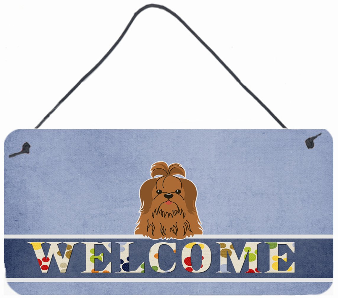Shih Tzu Silver Chocolate Welcome Wall or Door Hanging Prints BB5667DS812 by Caroline's Treasures