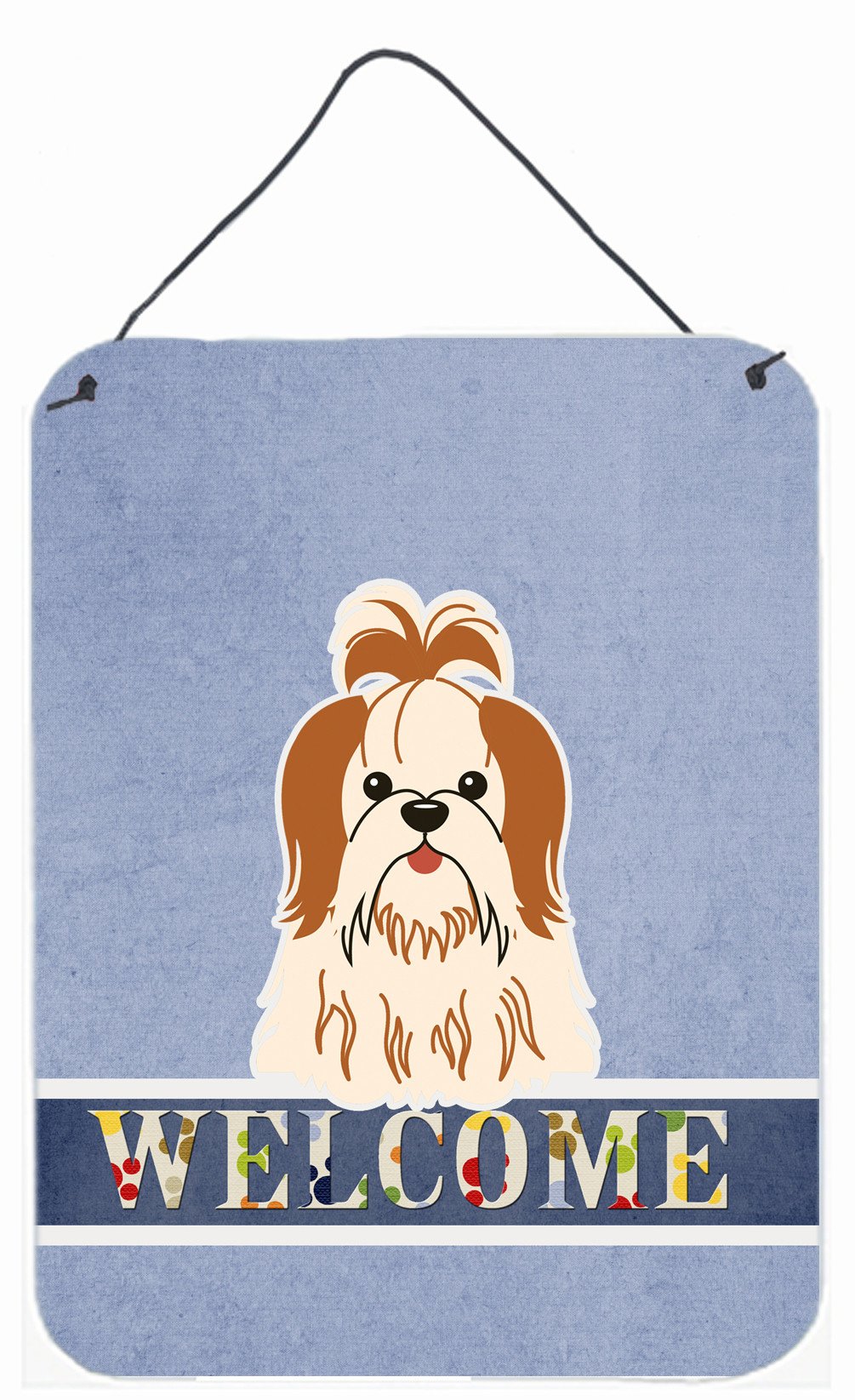 Shih Tzu Red White Welcome Wall or Door Hanging Prints BB5668DS1216 by Caroline's Treasures