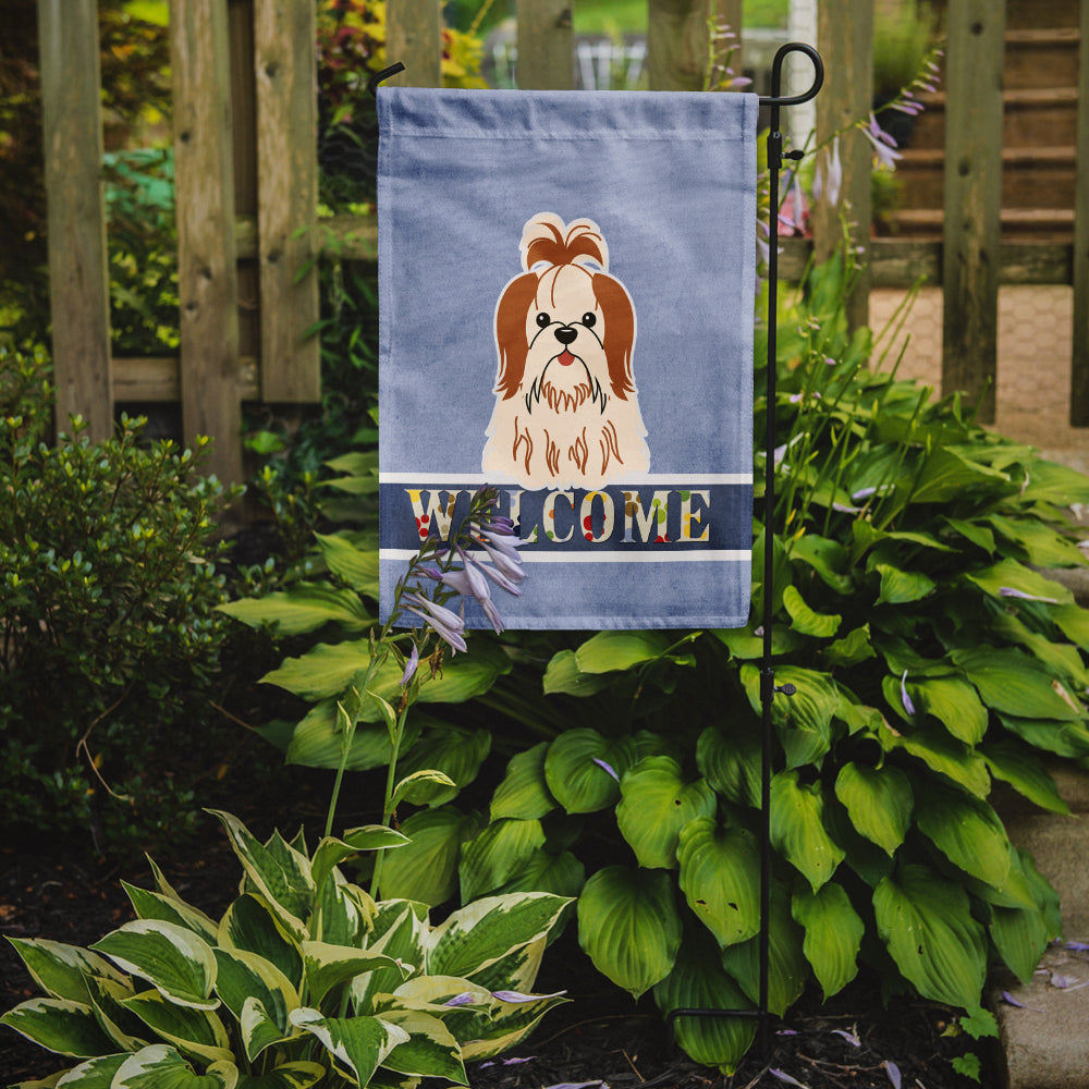 Shih Tzu Red White Welcome Flag Garden Size BB5668GF  the-store.com.