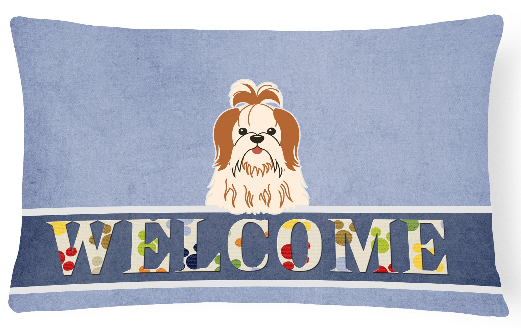 Shih Tzu Red White Welcome Canvas Fabric Decorative Pillow BB5668PW1216 by Caroline's Treasures